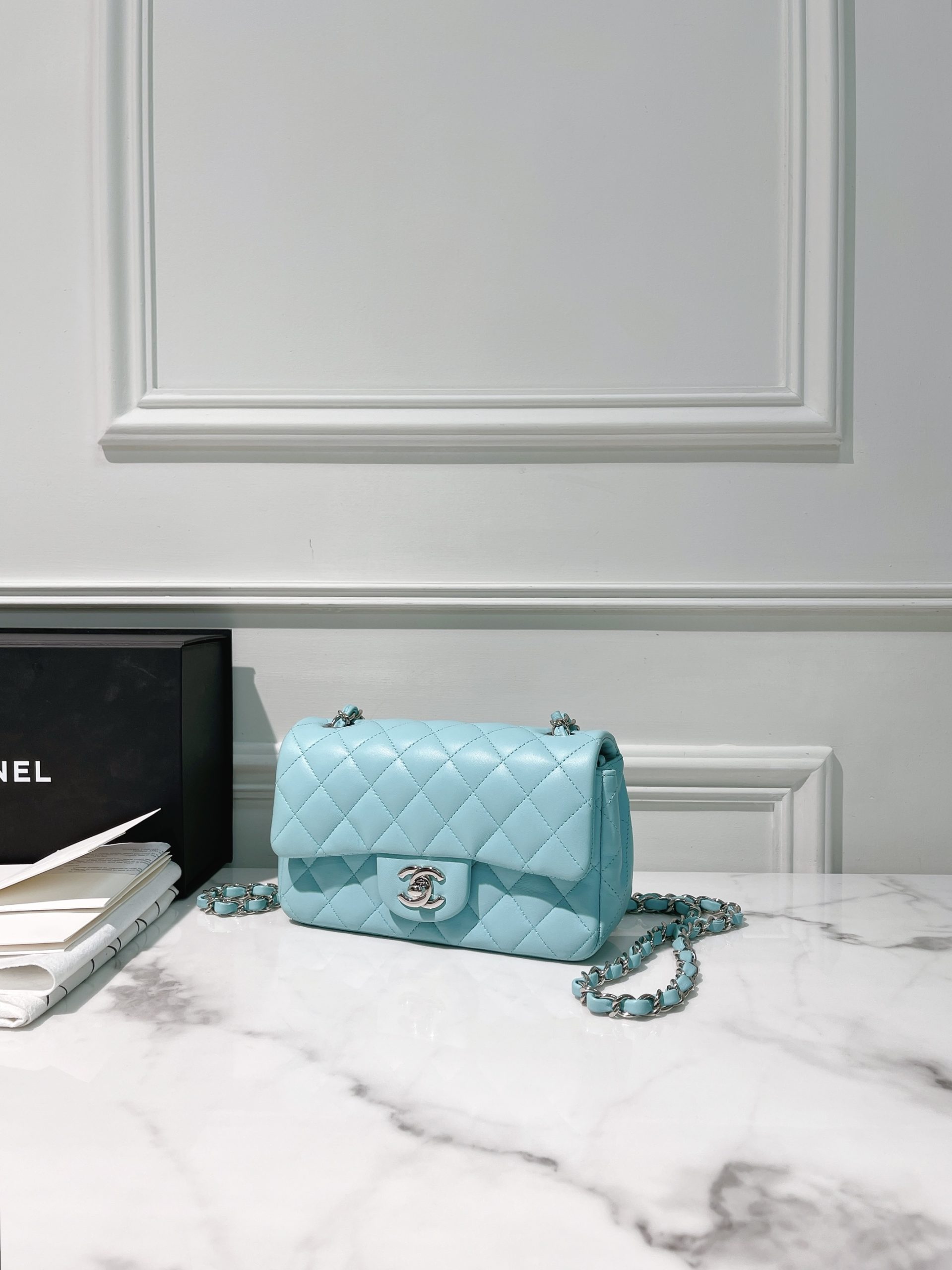 CHANEL MINI FLAP, Baby Blue/Silver - AHLi - Melbourne Second-Hand