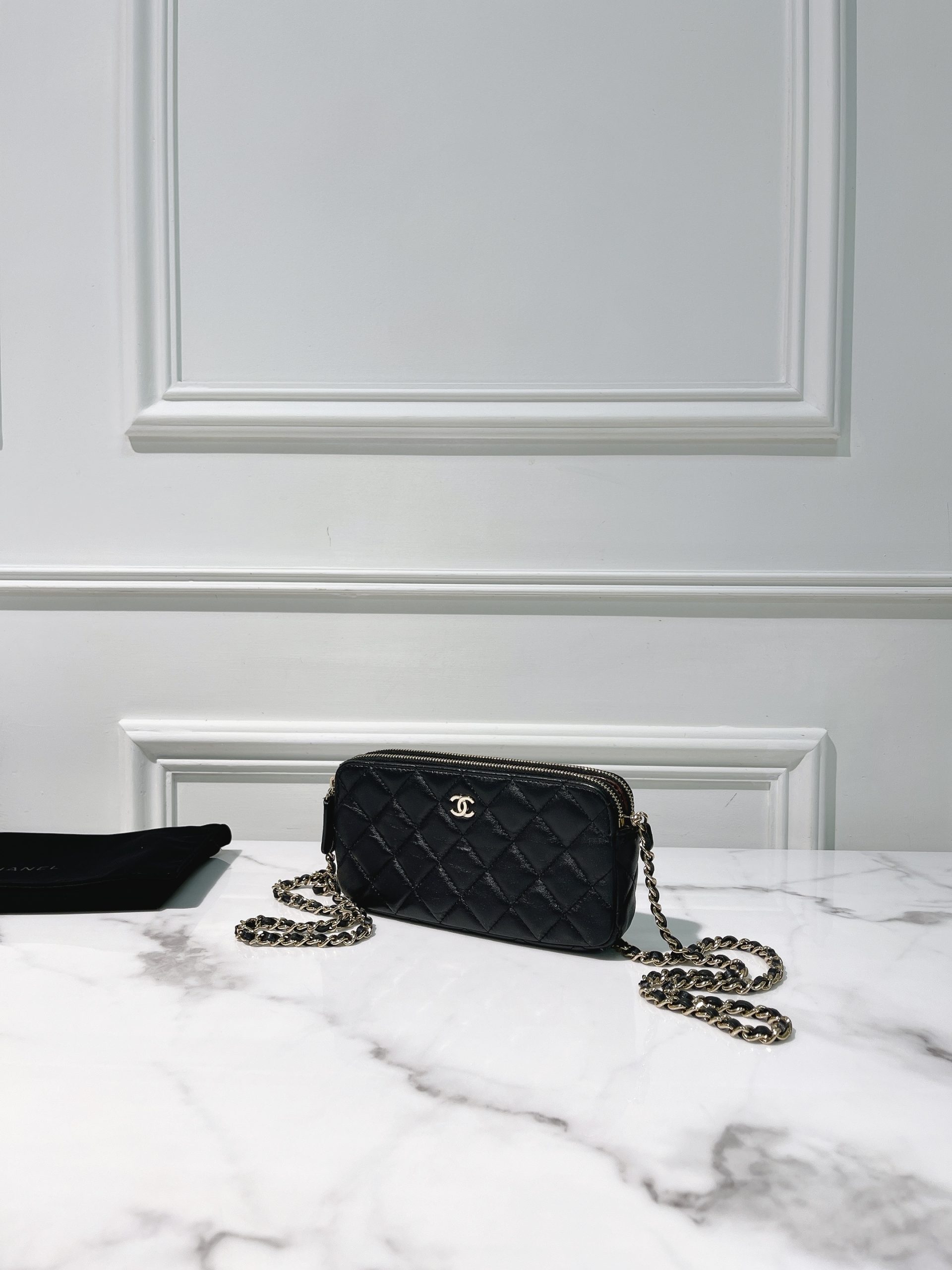 CHANEL　バック Chanel Black Denim Mini Classic Square Flap Shoulder Bag 17 153383