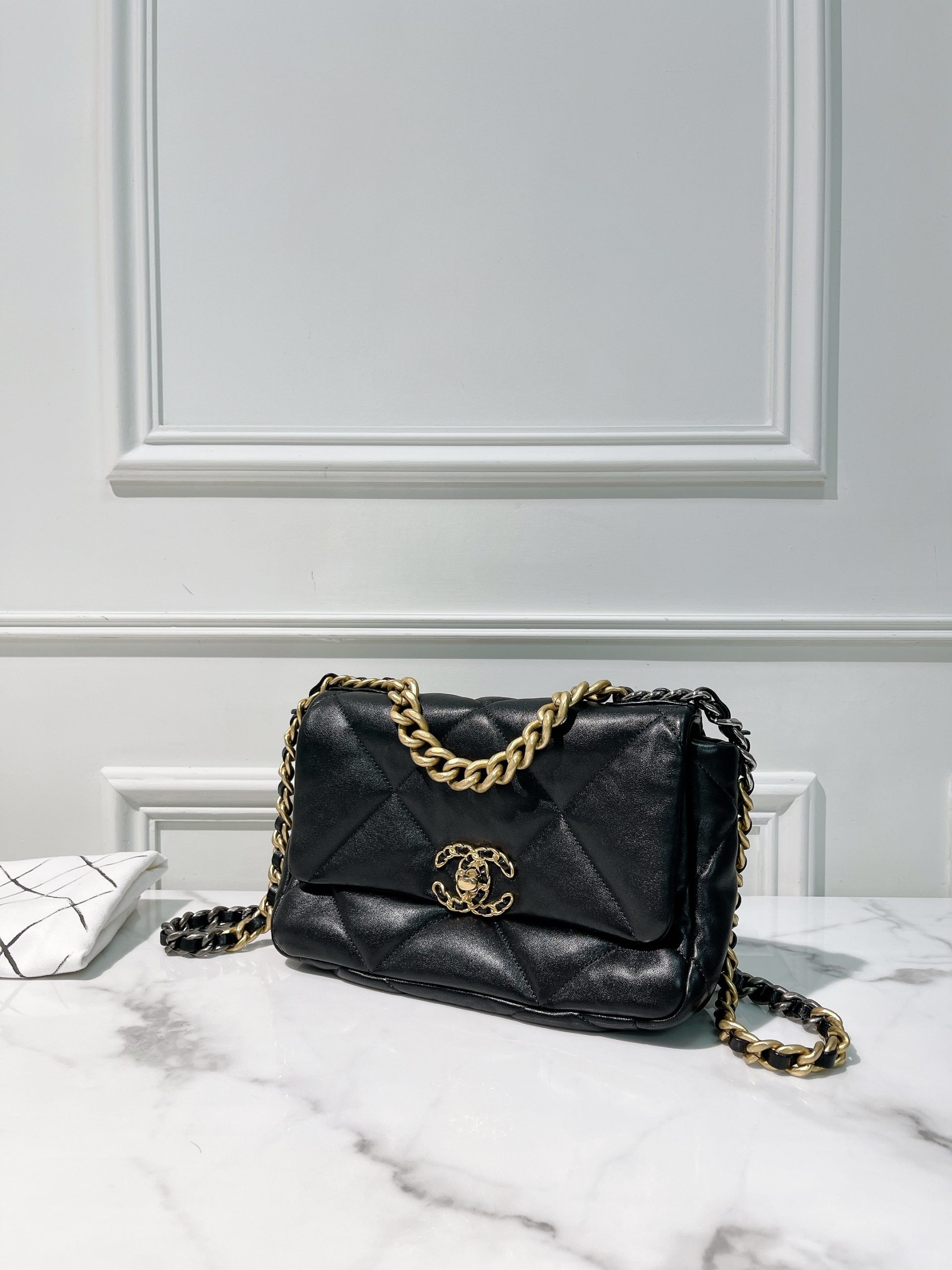 CHANEL SMALL 19 BAG, Black/Gold - AHLi - Melbourne Second-Hand Luxury
