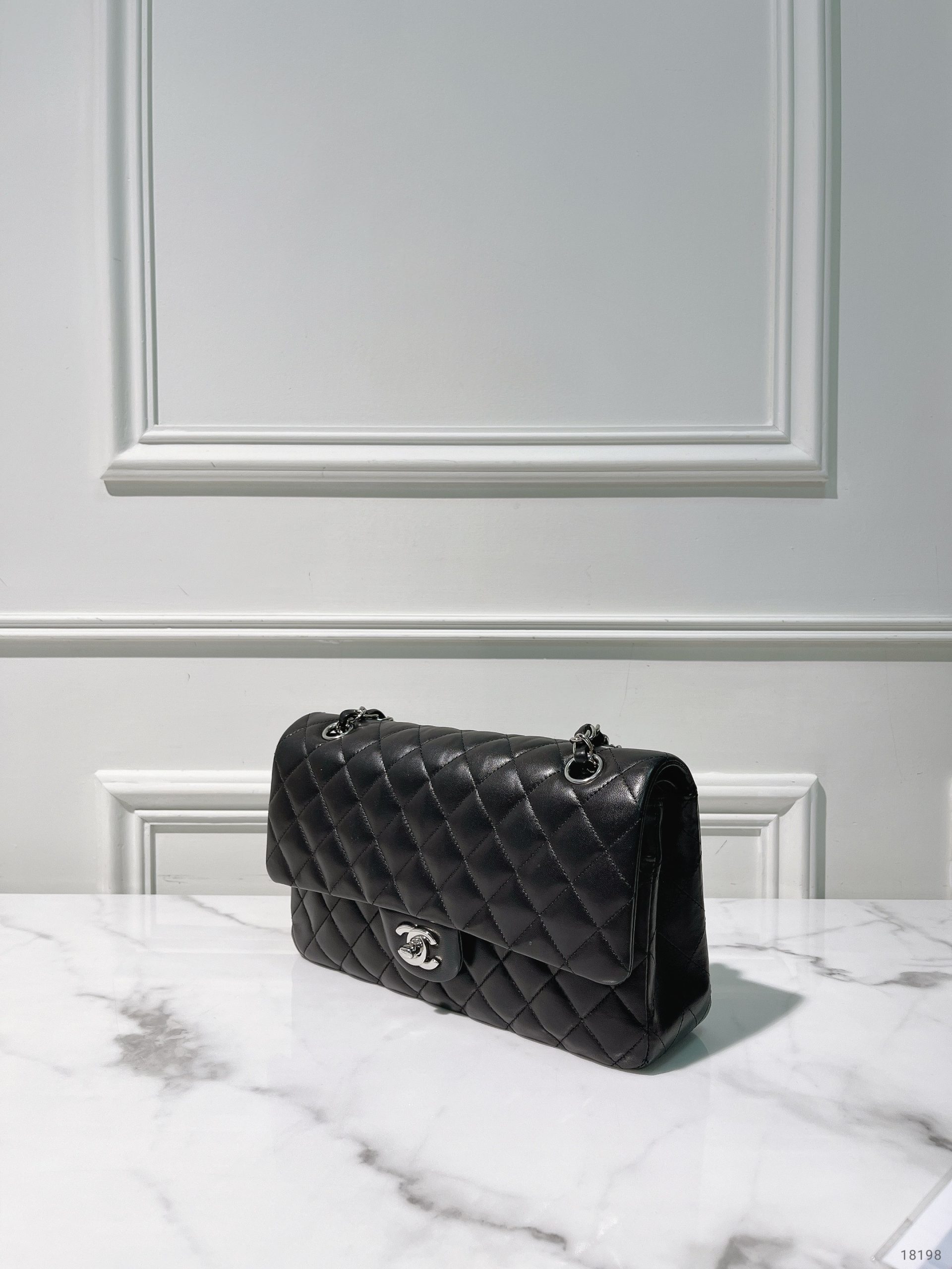 CHANEL MEDIUM CLASSIC FLAP, Black/Silver - AHLi - Melbourne Second
