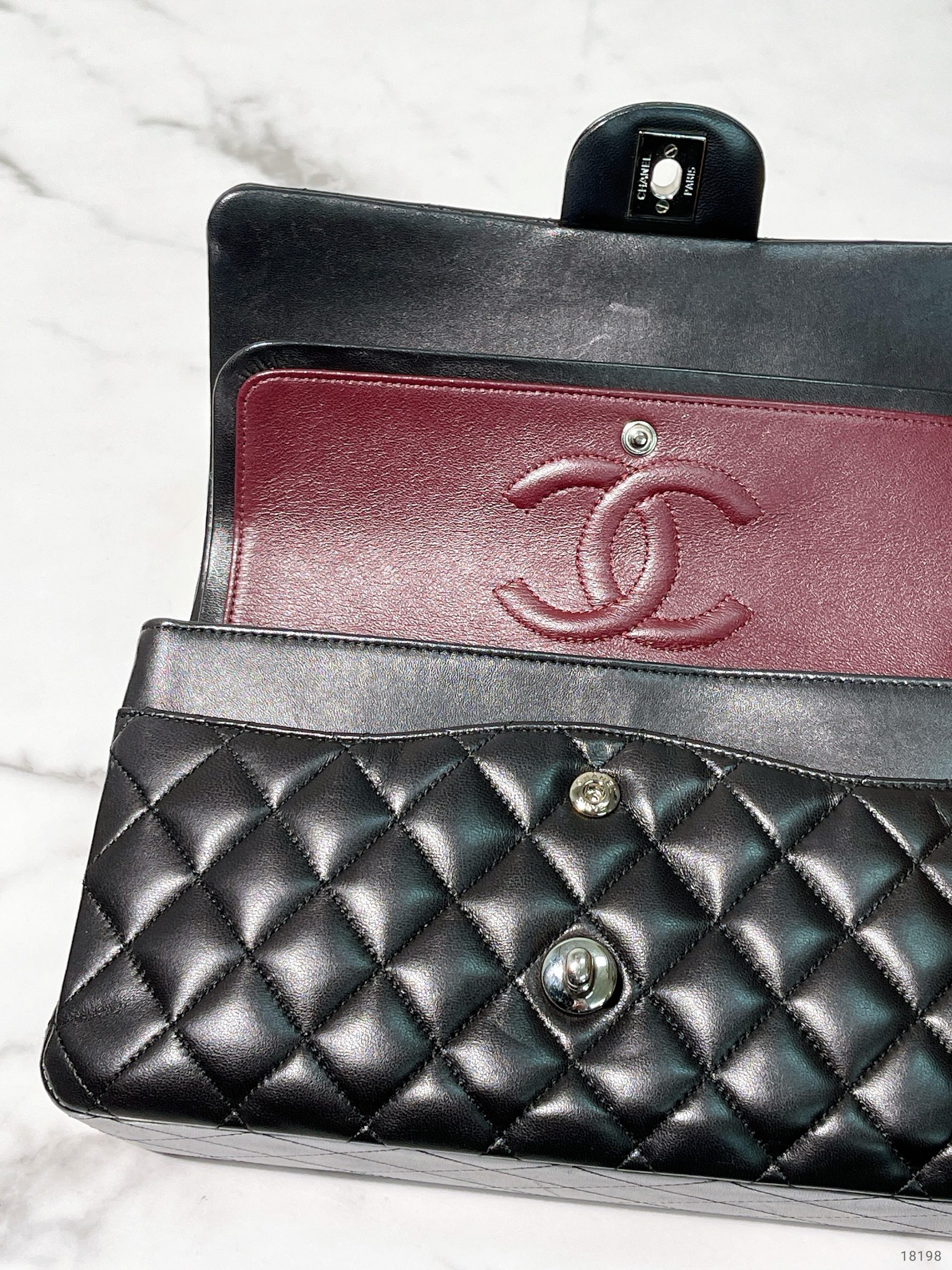 CHANEL MEDIUM CLASSIC FLAP, Black/Silver - AHLi - Melbourne Second